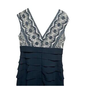 Jessica Howard Black Lace Bodice Artichoke Tiered Skirt Dress Size 12